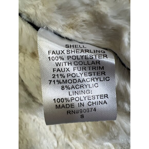 Boston Proper Black Faux Leather Off White Shearling Collar Moto Jacket - Picture 7 of 10